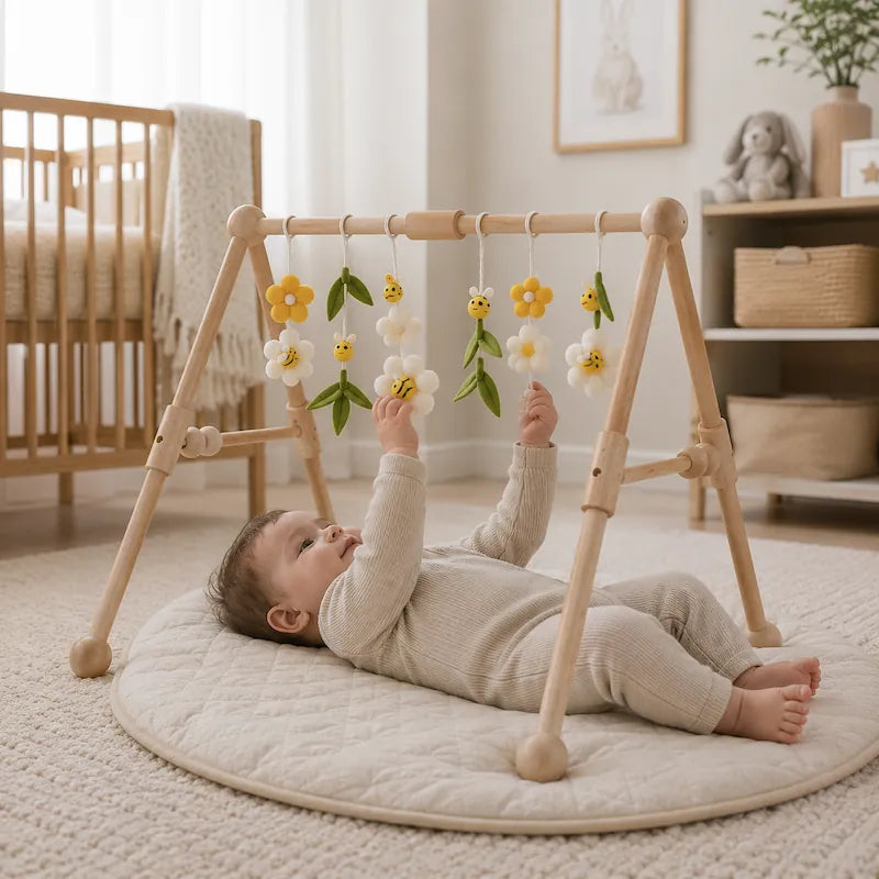 Wooden Baby Activity Gym With Honey Bee Pendant from iKids.co.za