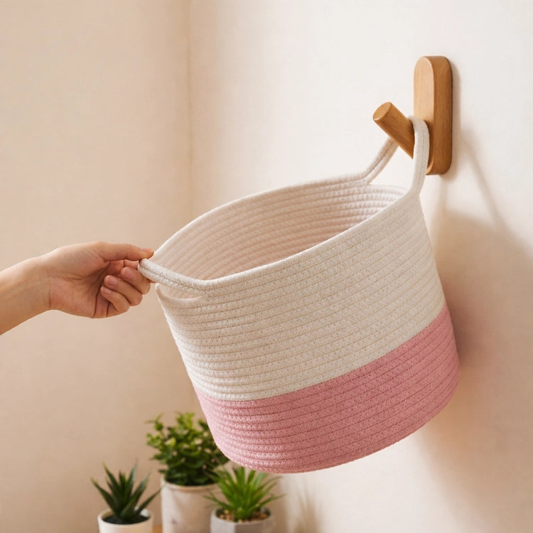 Short Pink Cotton Rope Toy Storage Basket from iKids.co.za