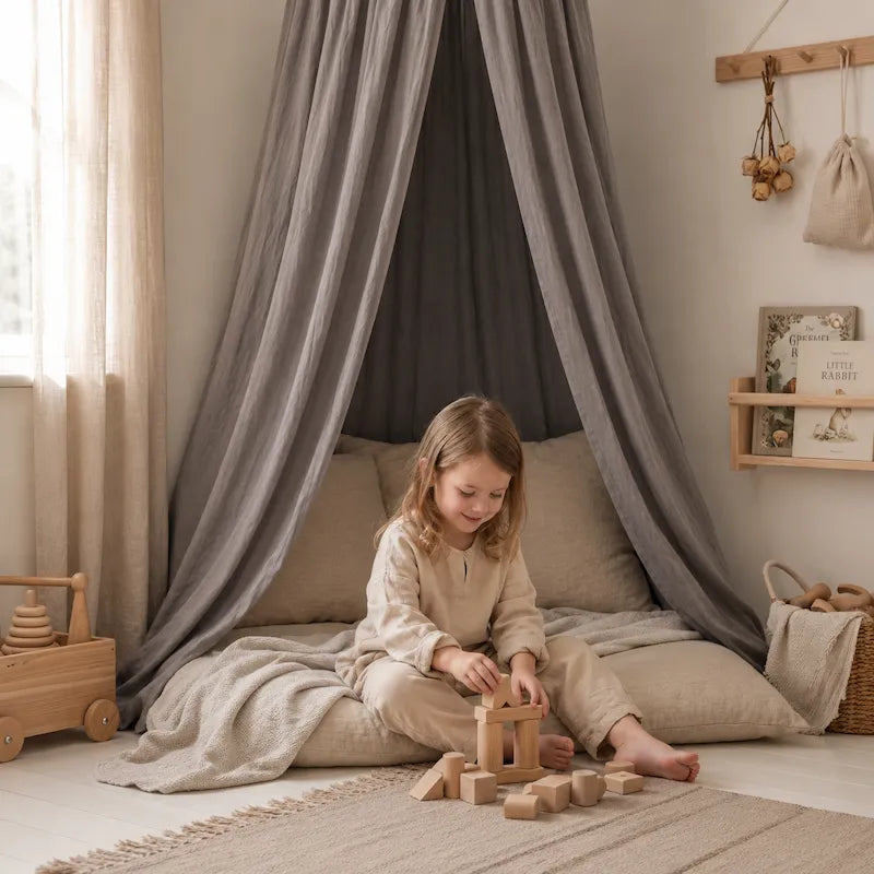 Grey Hanging Tent Canopy in Nursery Room from iKids.co.za