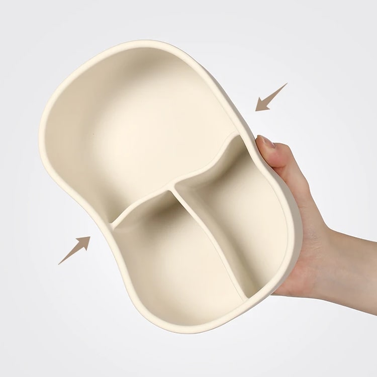 Grey Divided Sealed Silicone Lunch Box - iKids