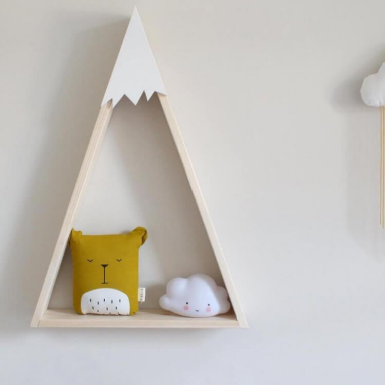 Triangular Wooden Mountain House Storage Rack | White - iKids