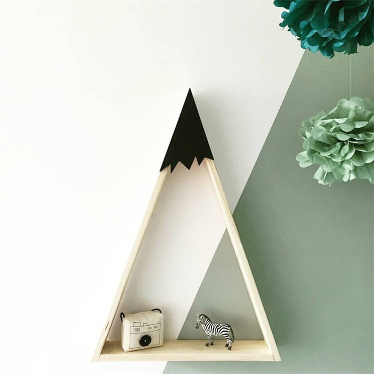 Triangular Wooden House Storage Rack Set | Black - iKids