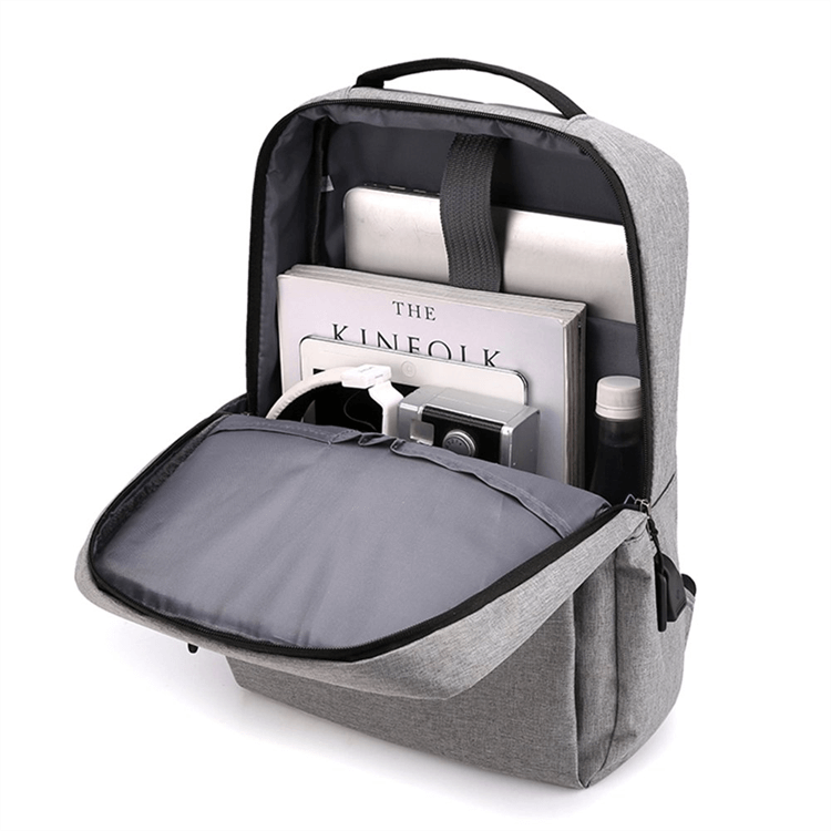 Grey USB Charging Double Shoulder Backpack - iKids