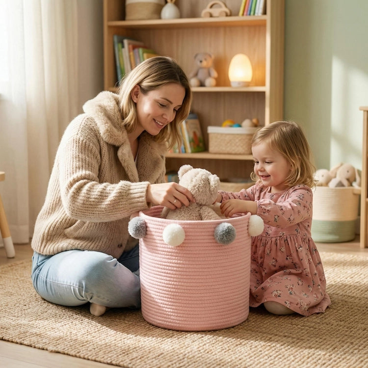 Pink Cotton Rope Storage Basket from iKids.co.za