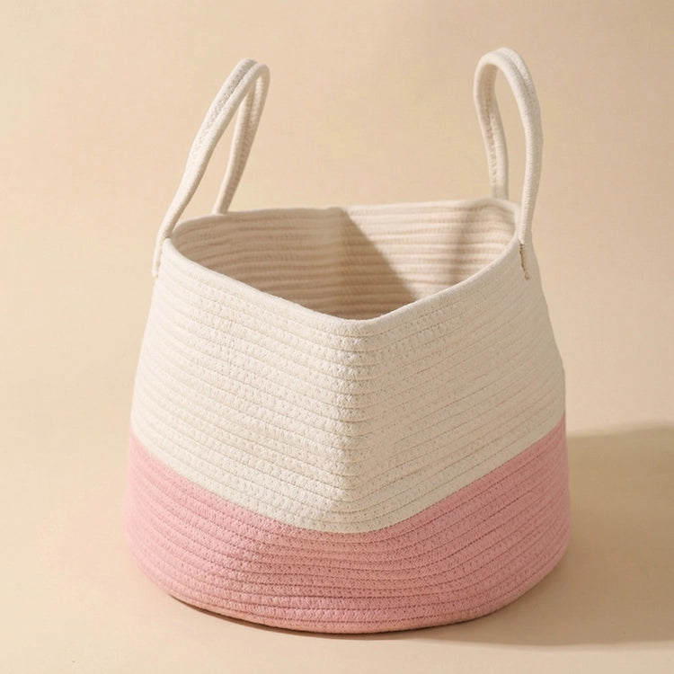 Short Pink Cotton Rope Toy Storage Basket from iKids.co.za
