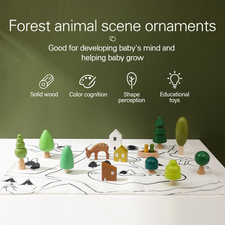 Montessori Wooden Forest Animal Scene with Map Set  - iKids