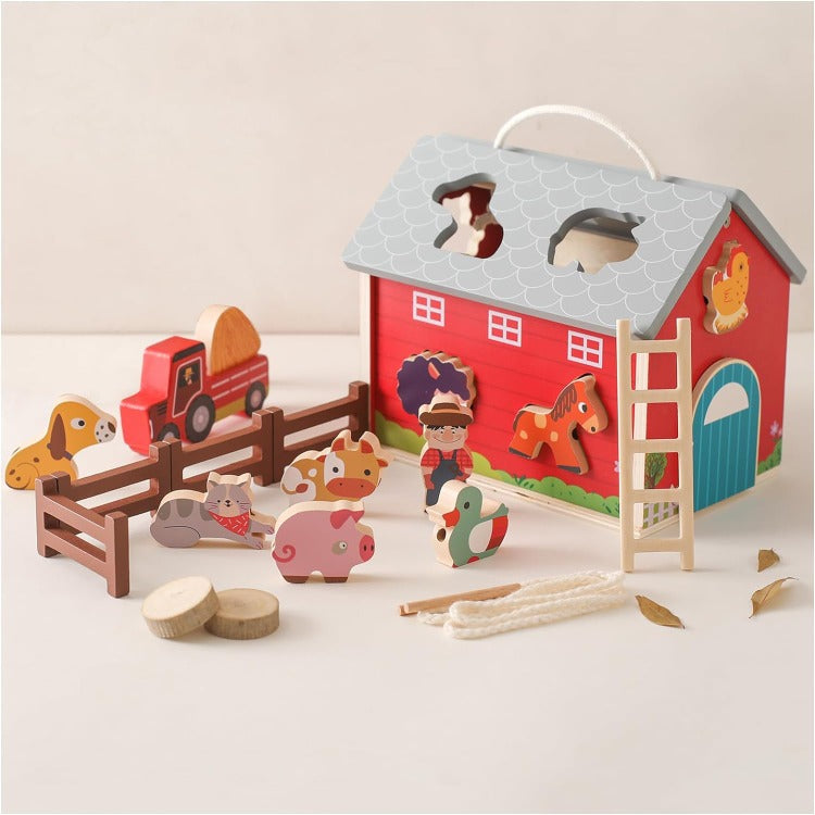 Wooden Farm Animal Barn House - iKids