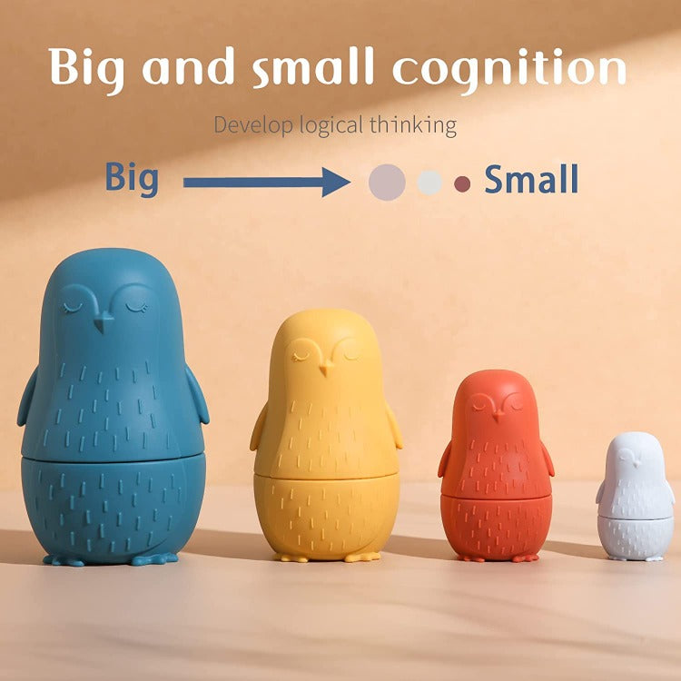 Silicone Matryoshka Nesting Toy | Blue Penguin - iKids