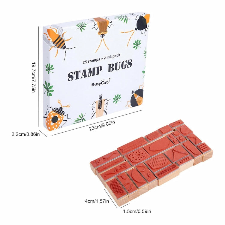 Stamp Bugs set with packaging and dimensions | Wooden Bug Stamp Art Set at iKids.co.za