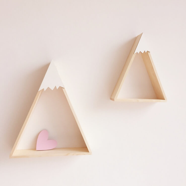 Triangular Wooden Mountain House Storage Rack | White - iKids