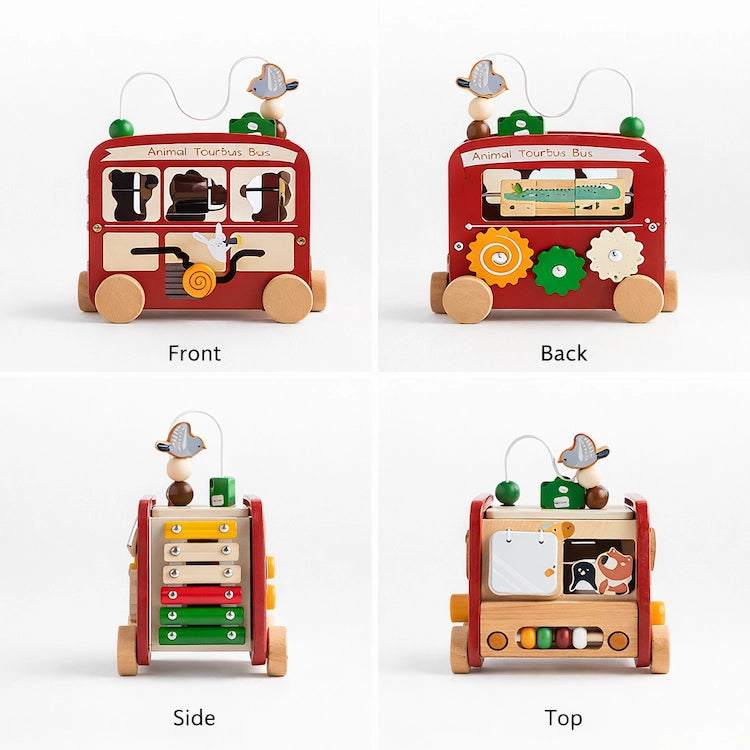 5-in-1 Wooden Animal Activity & Sensory Bus from iKids.co.za