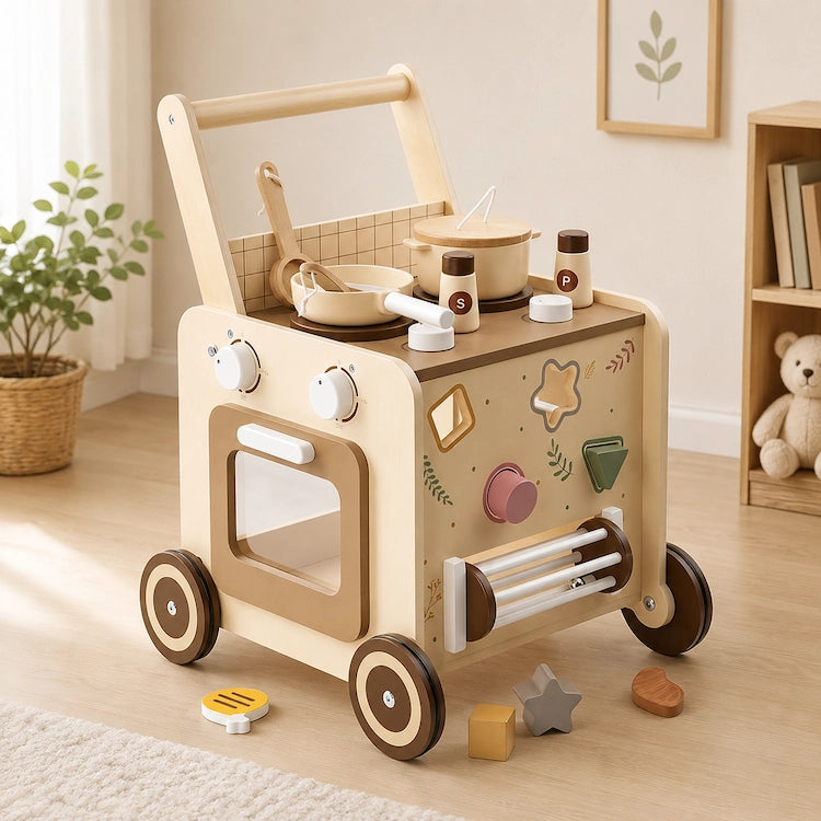 Wooden Activity Walker & Pretend Play Kitchen from iKids.co.za