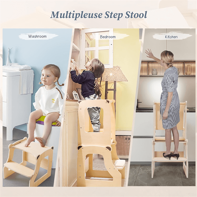 Wooden Multi-Function Learning Step Stool - iKids