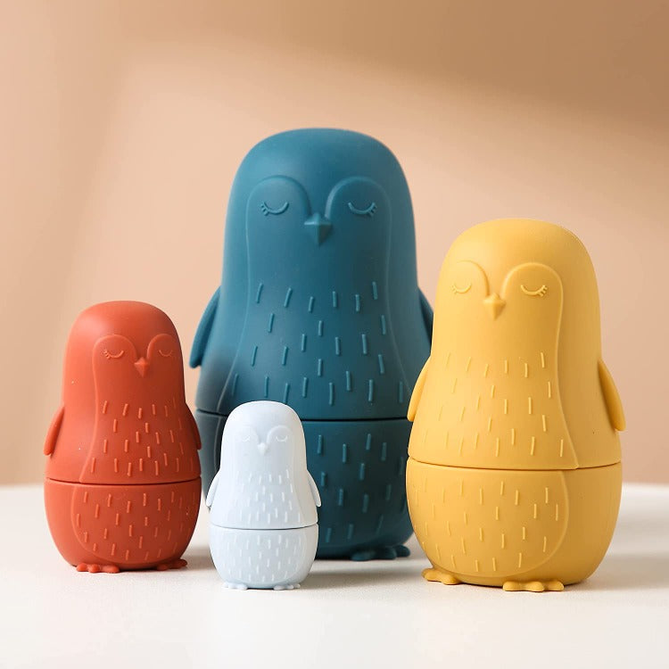 Silicone Matryoshka Nesting Toy | Blue Penguin - iKids