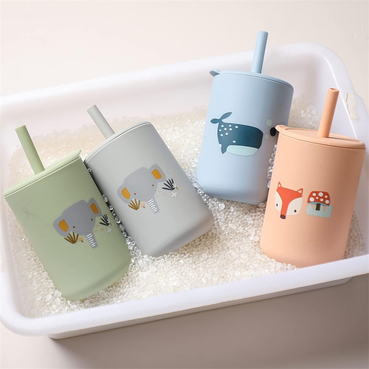 Silicone Baby Straw Cup | Tawny Fox - iKids