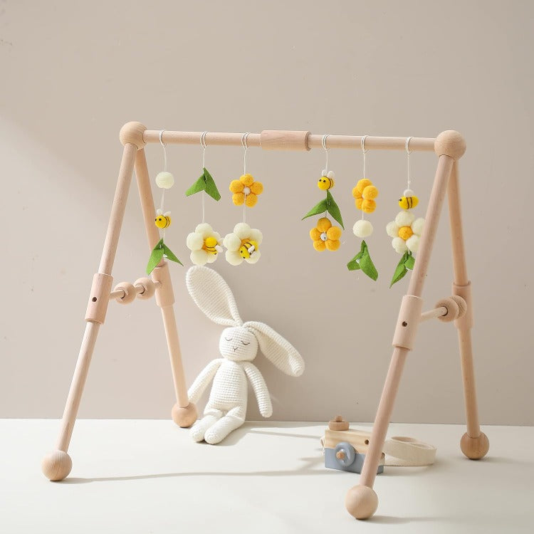 Wooden Baby Activity Gym With Honey Bee Pendant - iKids