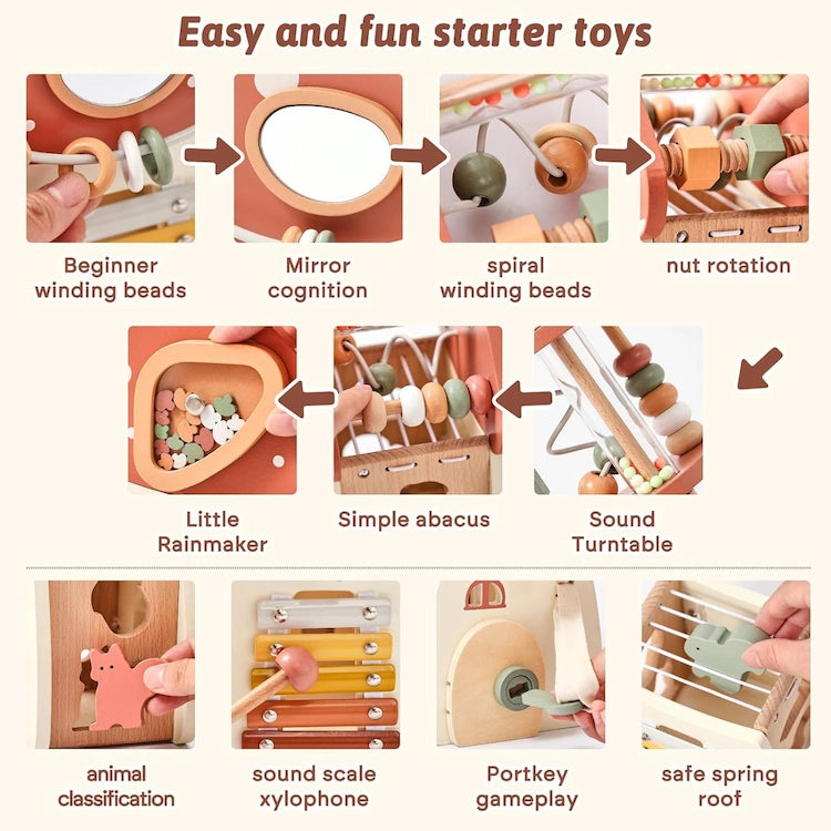 5 in 1 Mushroom Wooden Activity Cube from iKids.co.za