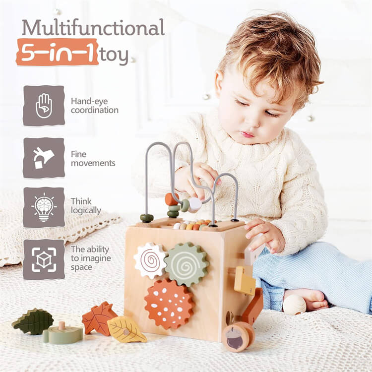 Woodland 5-in-1 Wooden Cognitive Activity Cube - iKids