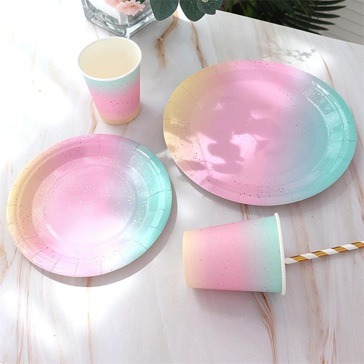 7" Party Paper Plate | Gradient Colour | Set of 10 - iKids