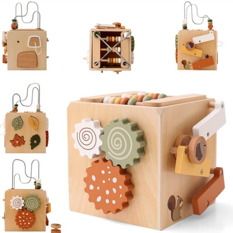 Woodland 5-in-1 Wooden Cognitive Activity Cube - iKids