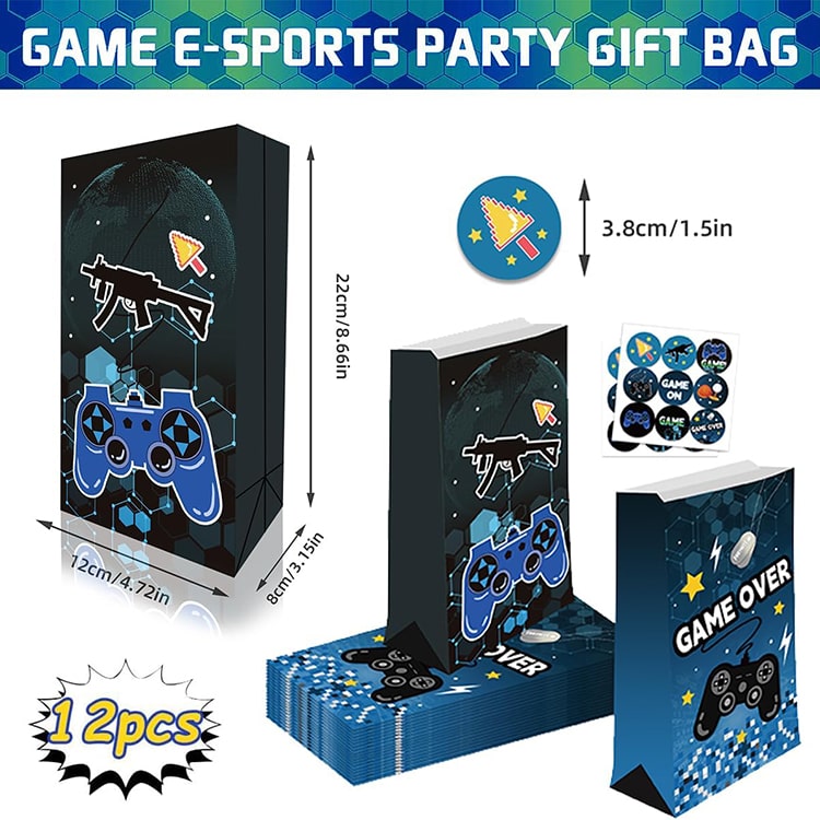 Gamepad Theme Paper Party Bag 12 Pcs - iKids
