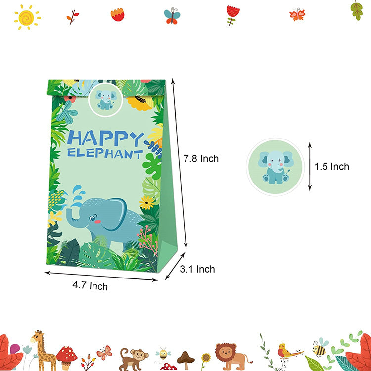 Paper Party Bag | Jungle Animals | 12 Pcs - iKids