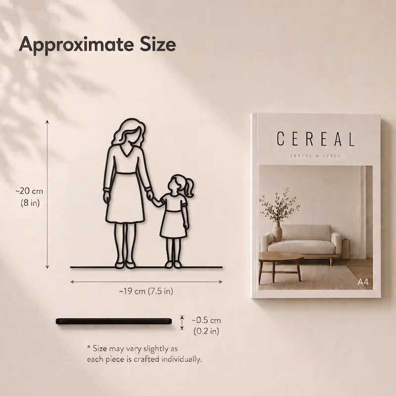 Black Minimal Family Wall Art Style 5 for Mother & Daughter from iKids Studio