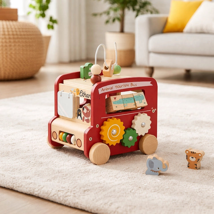 5 in 1 Wooden Animal Activity & Sensory Bus