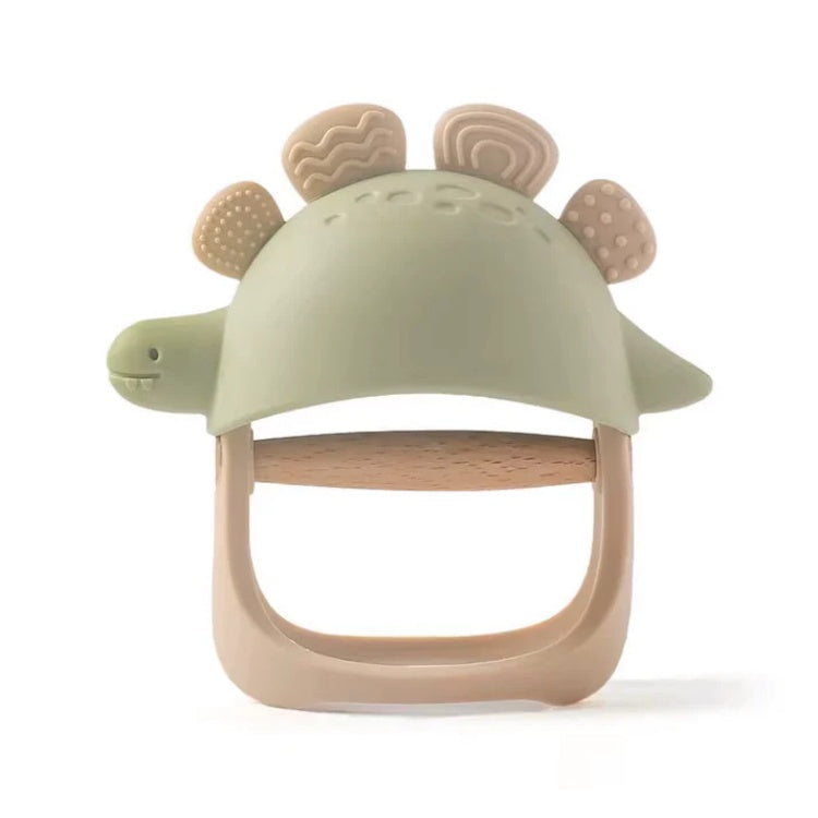 Silicone turtle-shaped teether on a white background