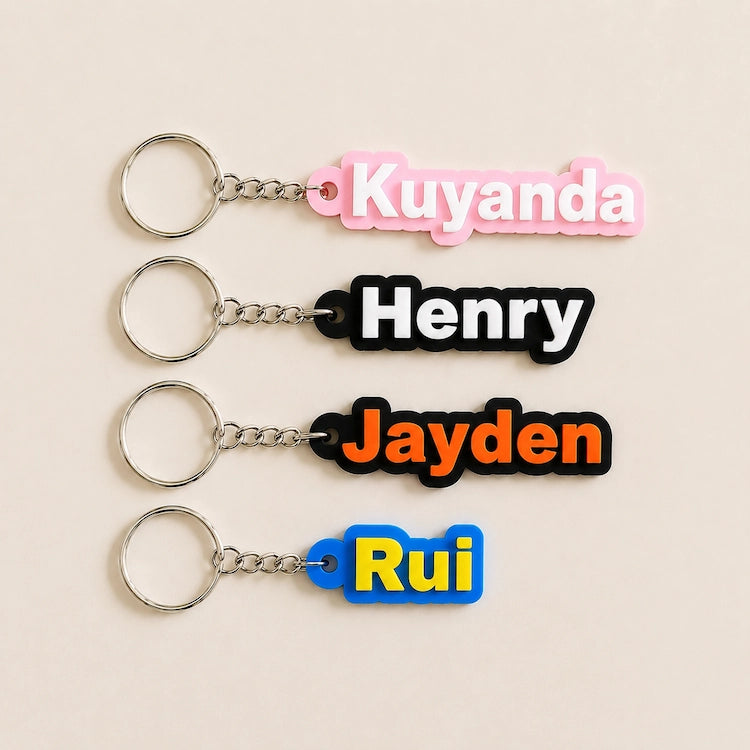 Custom 3D Printed Name Keychain | Archive Black Font