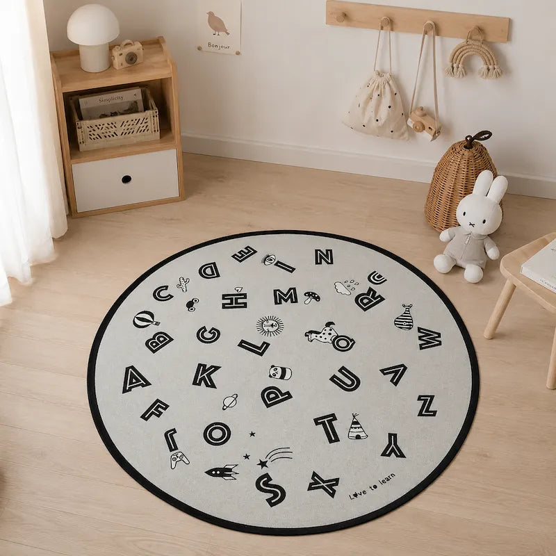 Alphabet Adventure Round Floor Mat | Cotton Nursery Rug from iKids.co.za