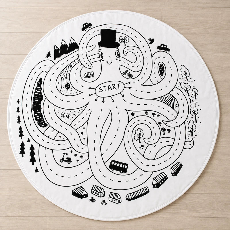 White Octopus Adventure Round Play Mat from iKids.co.za