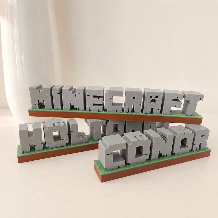 Custom 3D Printed Name Sign BlockCraft Font from iKids Studio