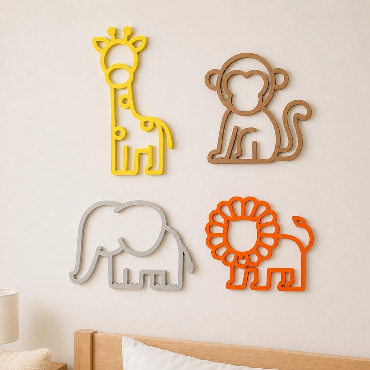 Minimal Safari Wall Decor Set for Kids Rooms from TinyPuff Studio