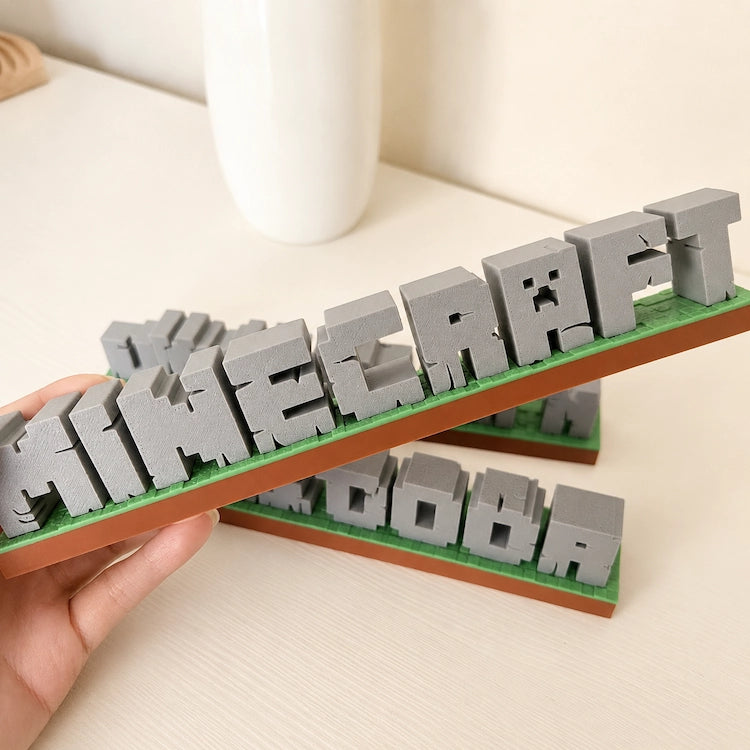 Custom 3D Printed Name Sign BlockCraft Font from iKids Studio