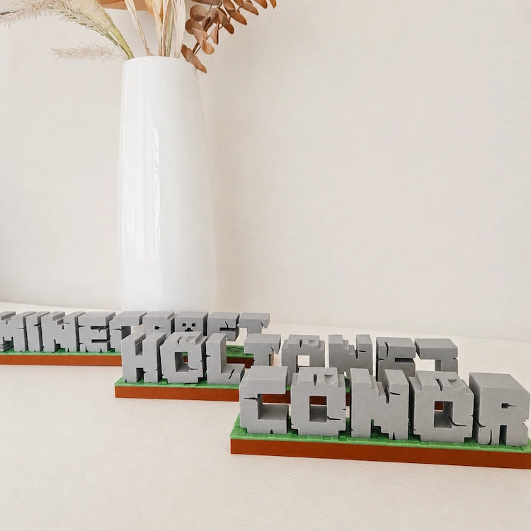 Custom 3D Printed Name Sign BlockCraft Font from iKids Studio