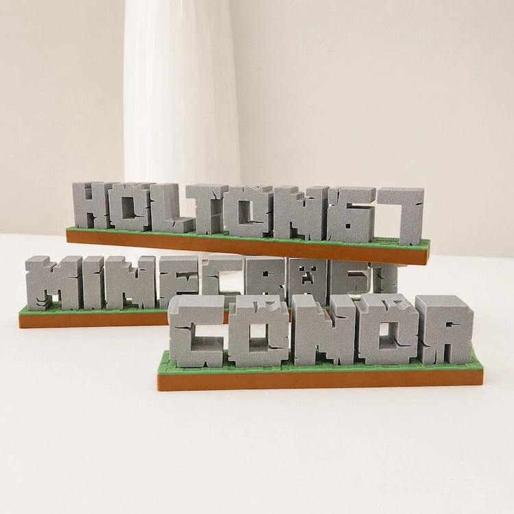 Custom 3D Printed Name Sign BlockCraft Font from iKids Studio