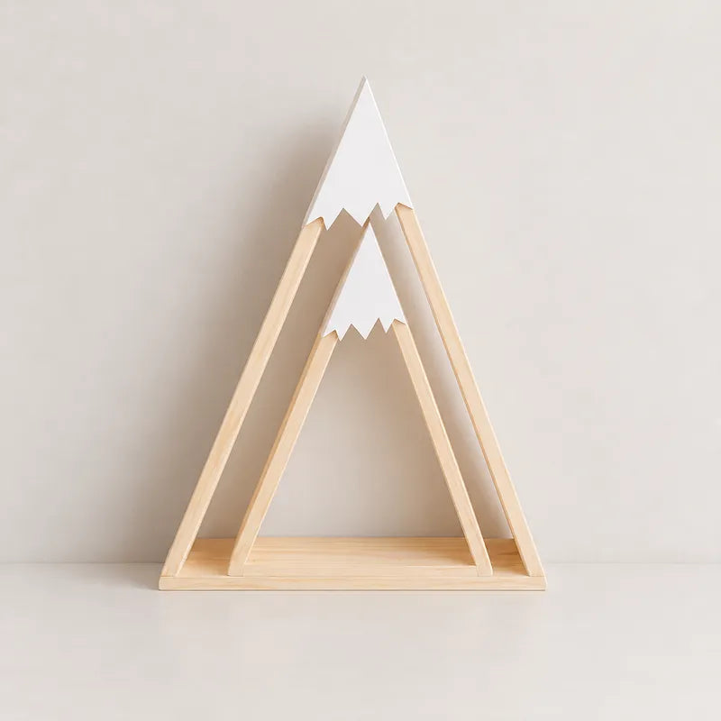 White & Natural Wooden Mountain Wall Shelves from iKids.co.za