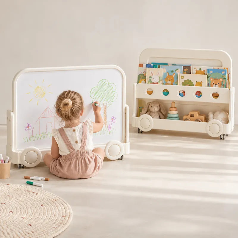 Grow & Create Art & Book Station with kids bookshelf and toy storage from iKids.co.za