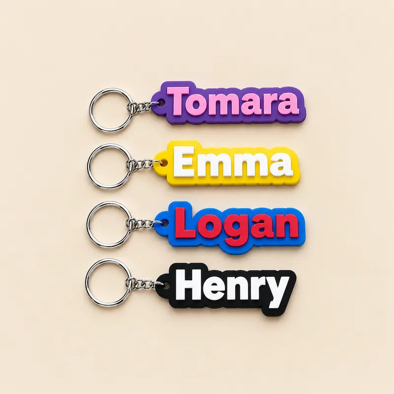 Archive Black Font Custom 3D Printed Name Keychain from iKids Studio