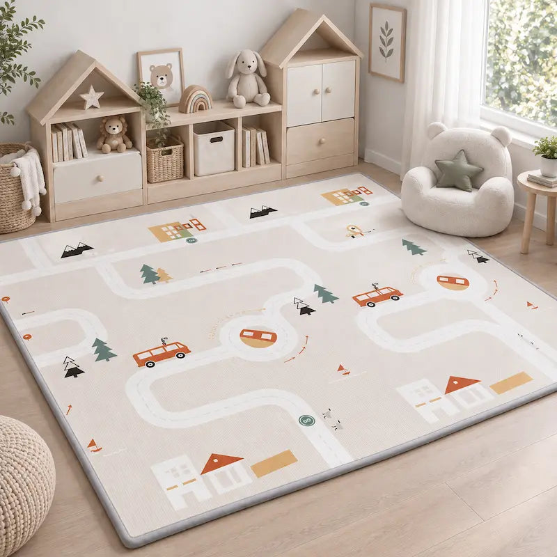 Large Rainbow City & Bus Reversible Play Mat from iKids.co.za Double-Sided Soft Toddle Mat