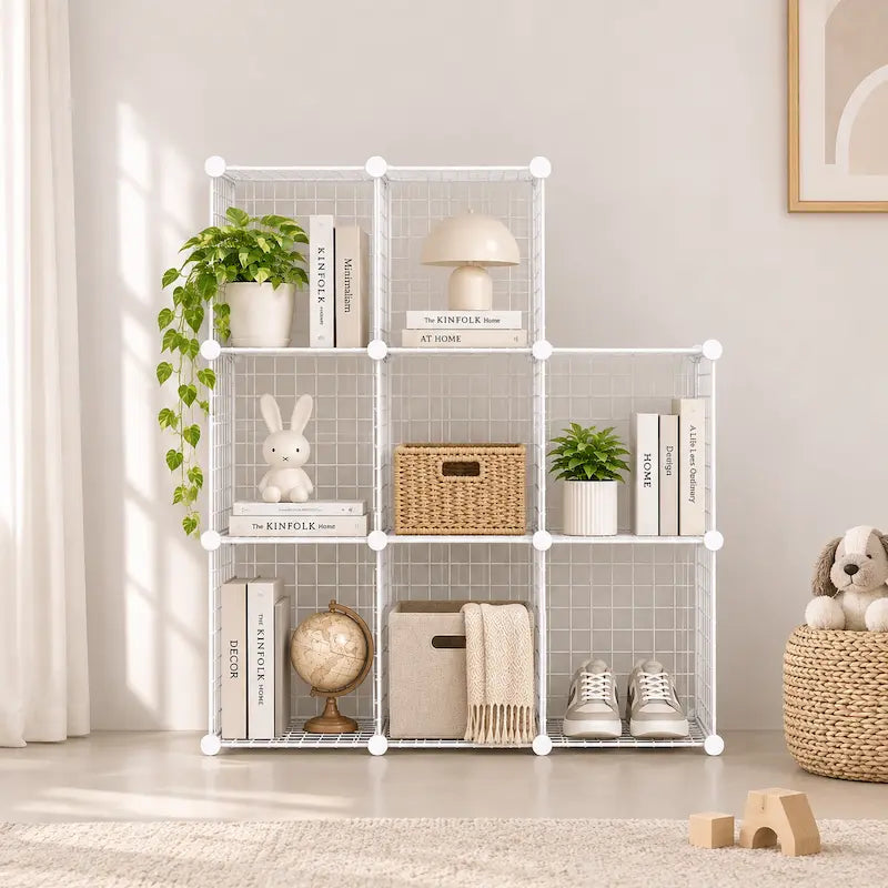 Creative Living 8 Cube White Metal Grid Cube Organiser