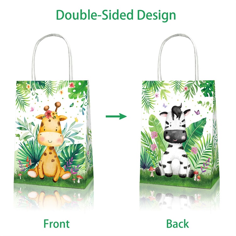 Party Favor Bag with Handles | Jungle Animal | 12 Pcs - iKids