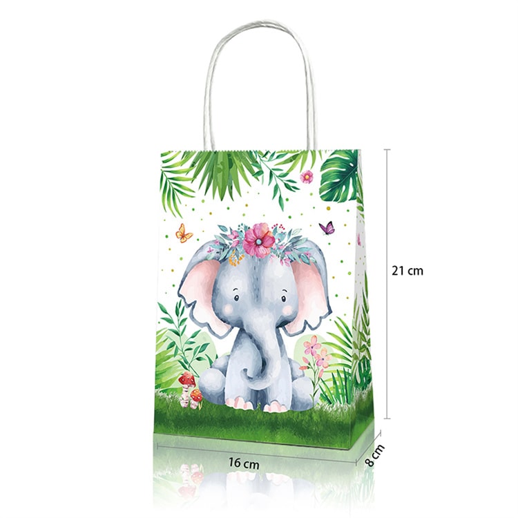 Party Favor Bag with Handles | Jungle Animal | 12 Pcs - iKids