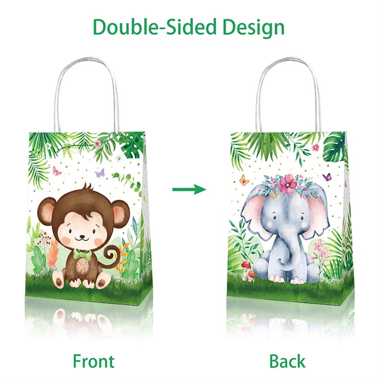 Party Favor Bag with Handles | Jungle Animal | 12 Pcs - iKids