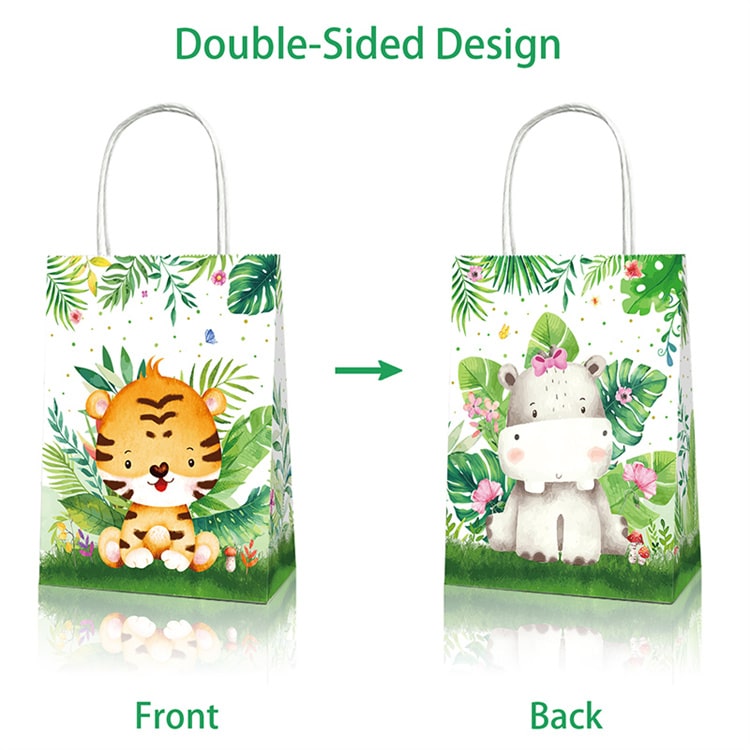 Party Favor Bag with Handles | Jungle Animal | 12 Pcs - iKids