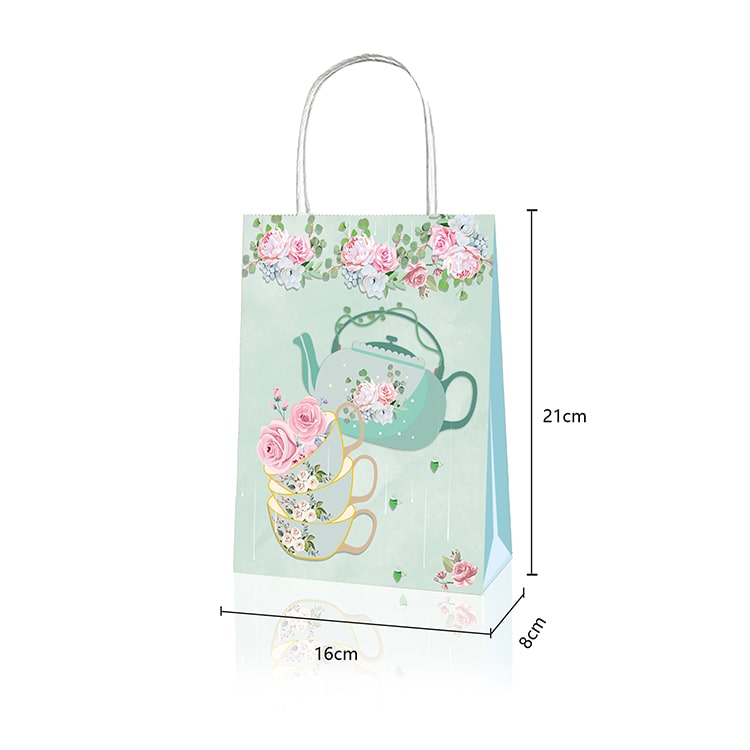 Party Favor Bag with Handles | Tea Party | 12 Pcs - iKids