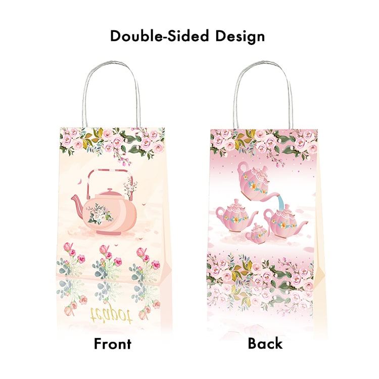 Party Favor Bag with Handles | Tea Party | 12 Pcs - iKids