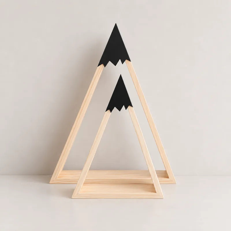 Black & Natural Wooden Mountain Wall Shelves from iKids.co.za