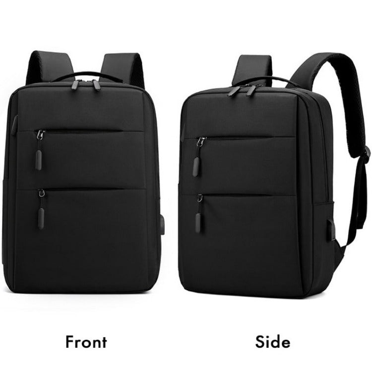 Black USB Charging Double Shoulder Backpack - iKids